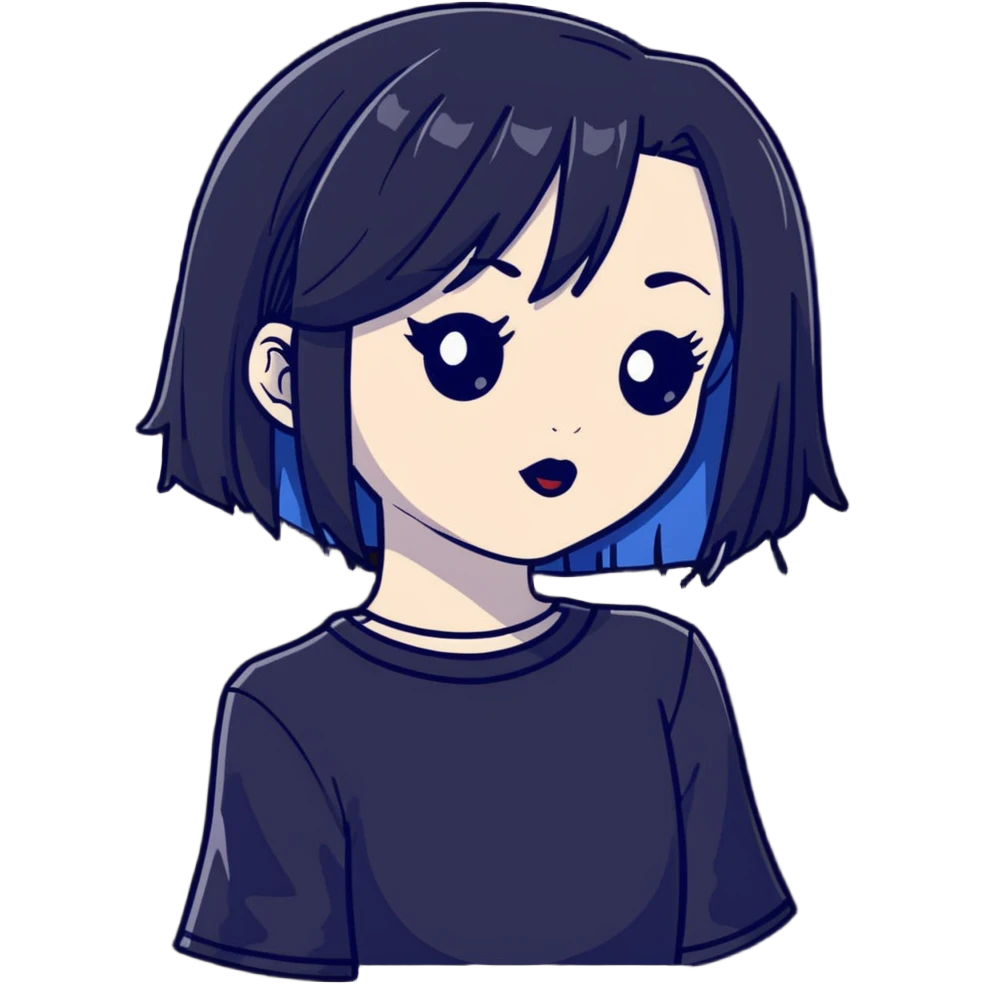 pale skin goth girl with black hair emoji