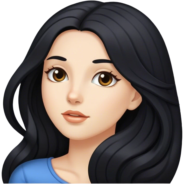 black haired white girl super long hair skin care emoji