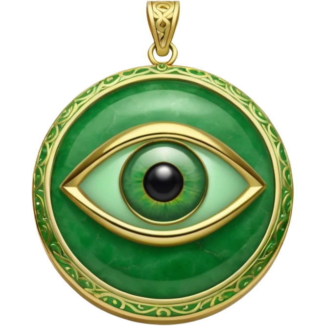 Eye shaped green locket  emoji