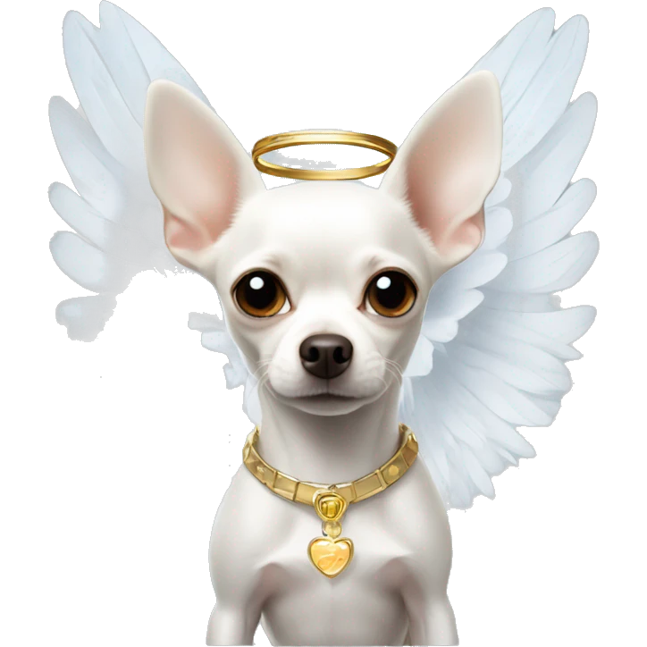 White chihuahua with halo and wings emoji