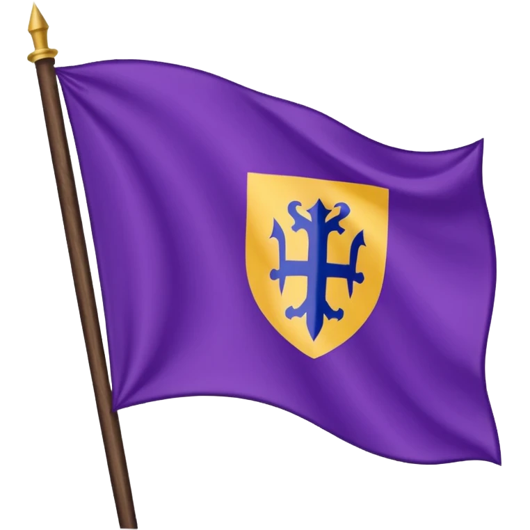medieval war torn ripped banner purple heraldry flag blowing in wind straight pole emoji