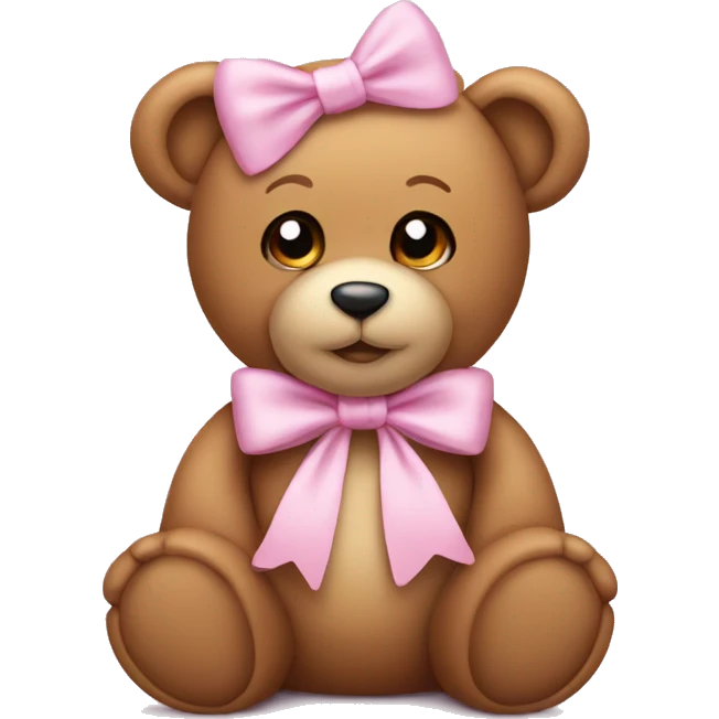 Teddy Bear wearing a baby pink bow around his neck  emoji
