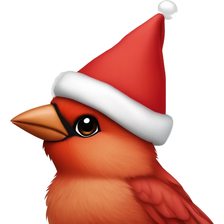 Cardinal chick with santa hat emoji