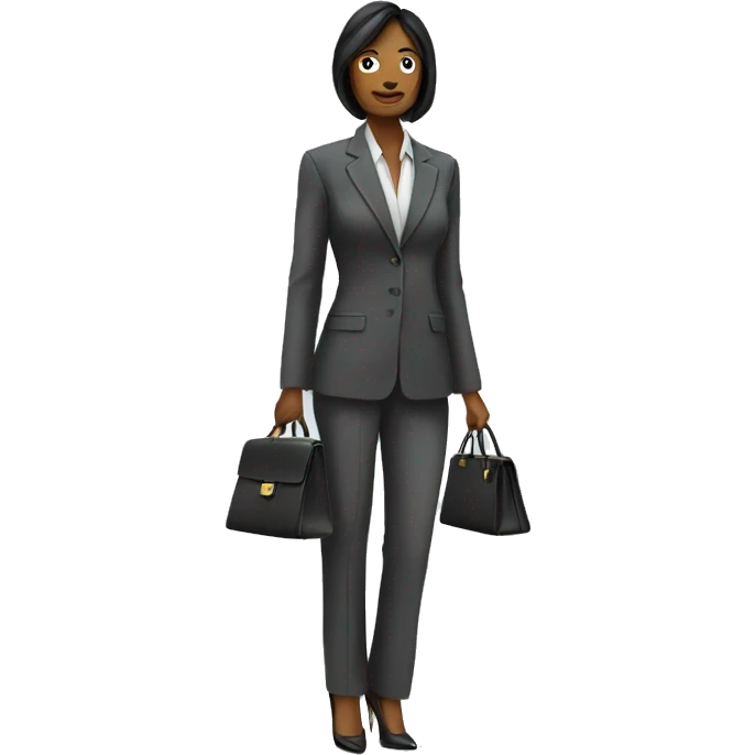 Business women in a pant suit carrying a Hermes bag emoji