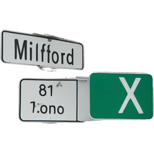 a street sign that says “milford” emoji