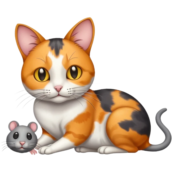 A cat holding a dead mouse emoji