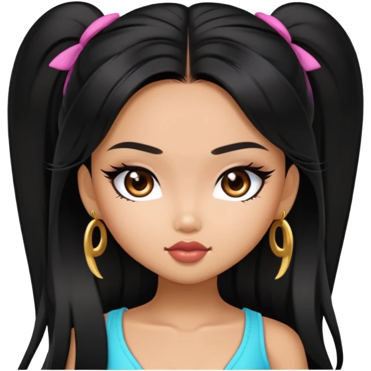pretty bratz asian baddie asian, black long hair emoji