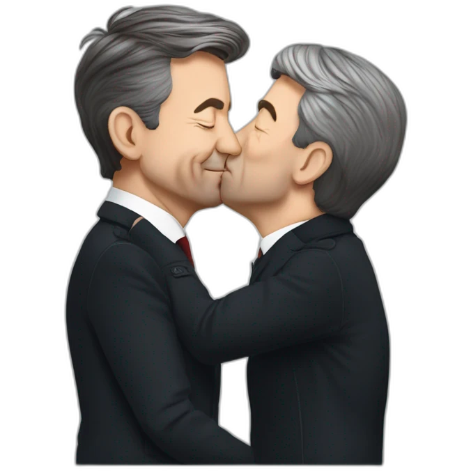 Emmanuel Macron kissing jean Luc Melenchon emoji