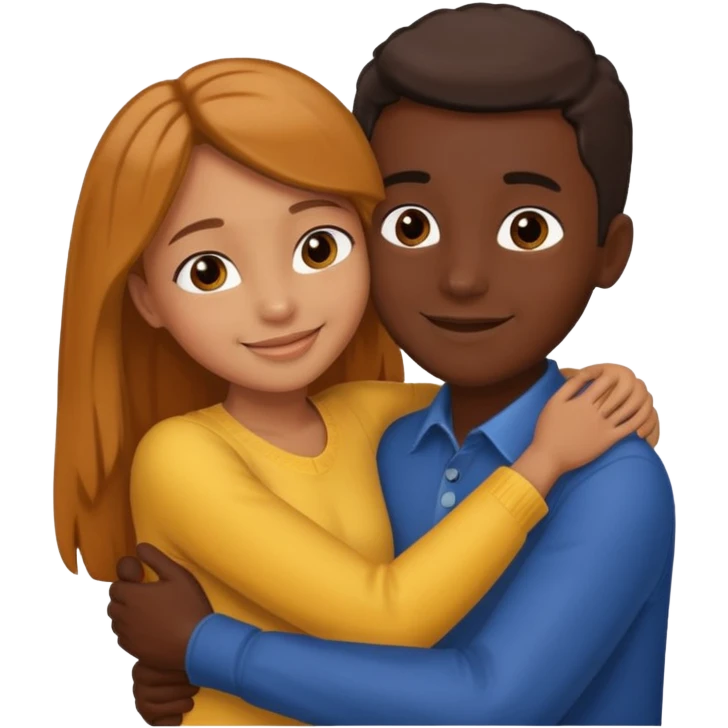 carmel girl and tall darkskin boy hugging  emoji