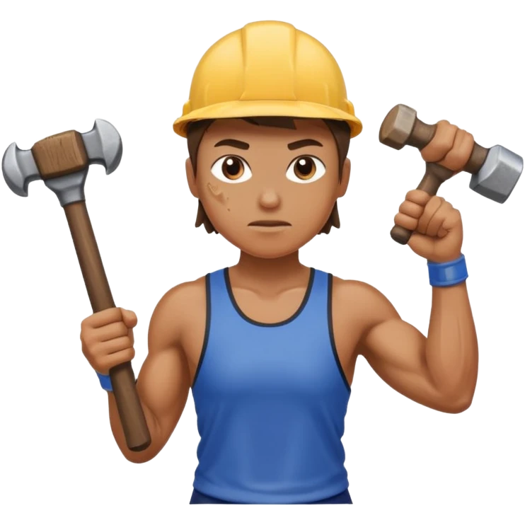 An emoji representing the ironman challenge event long-distance marathon for an mmorpg player who crafts everything themselves the hard way, and does not buy or sell items in-game. emoji
