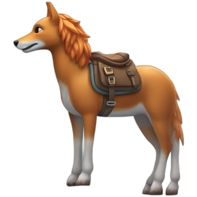 Licorne sur montagne avec renard emoji