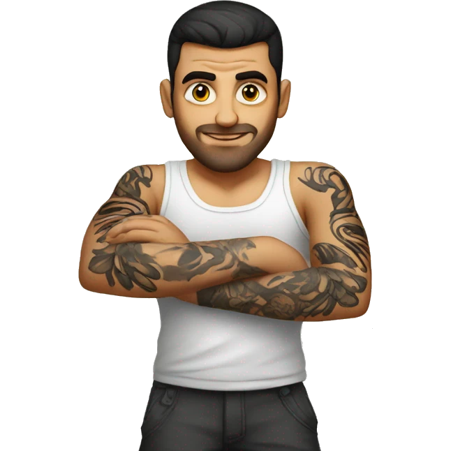 an albanian guy with a tattoo of a 2-headed eagle on his arm emoji