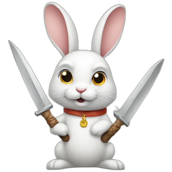 Rabbit holding sharp emoji