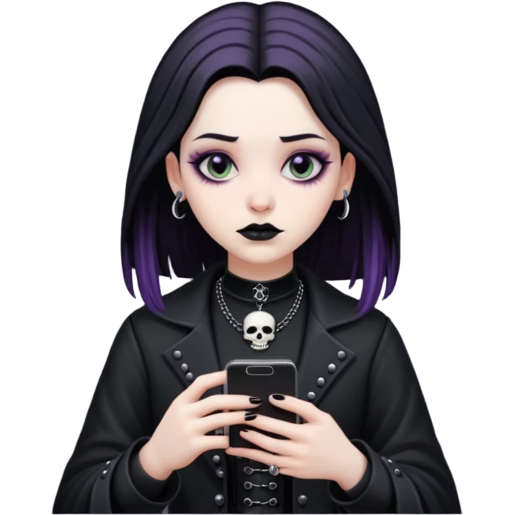 goth scrolling on  phone emoji