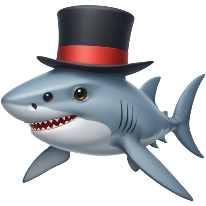 Shark with a top hat emoji