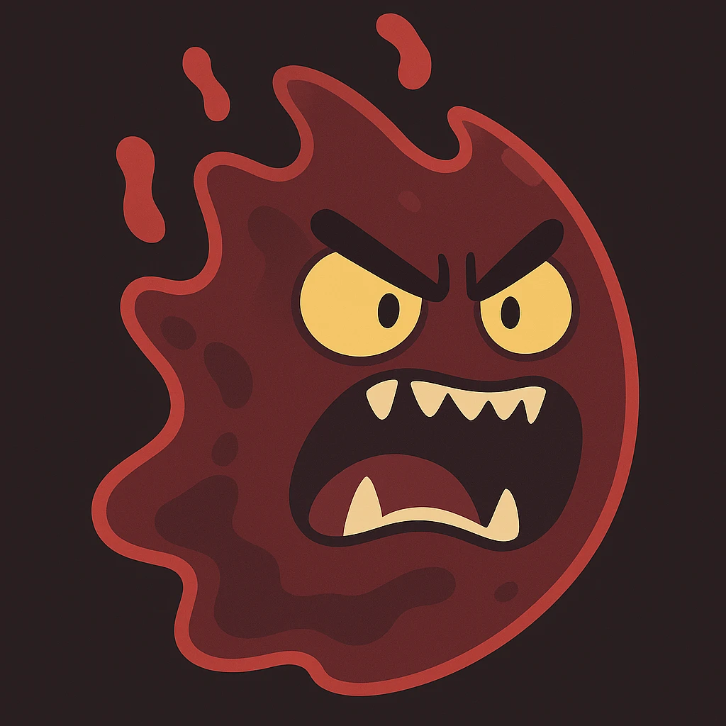Make the red, angry, plasma-like humanoid monster darker, keeping the glowing effect emoji