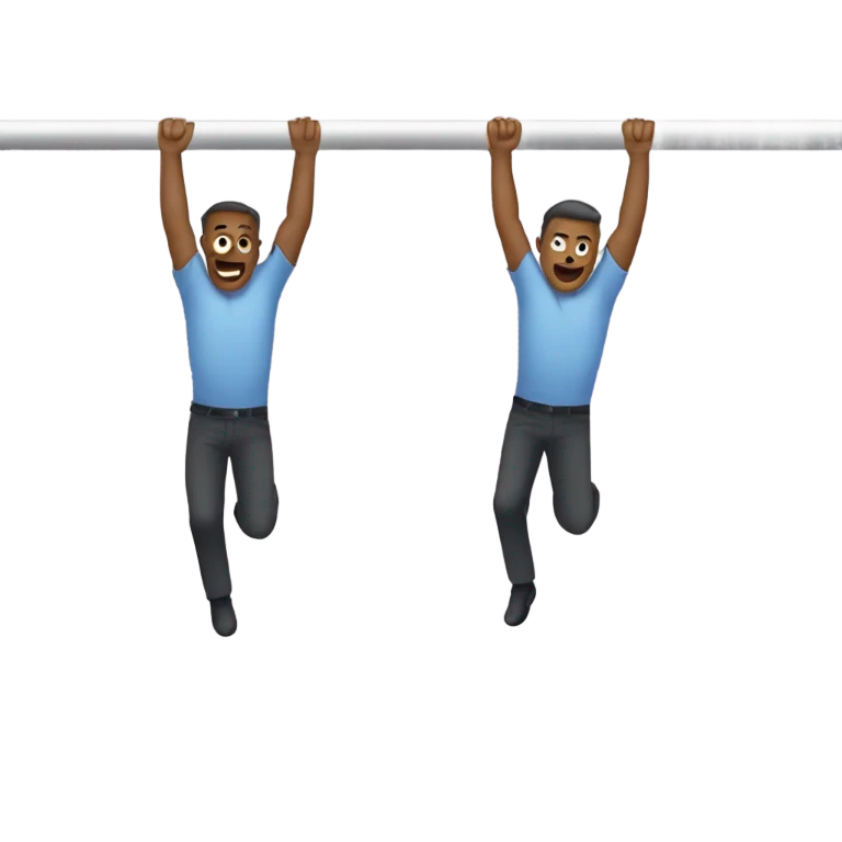 2 guys hanging from a bar emoji