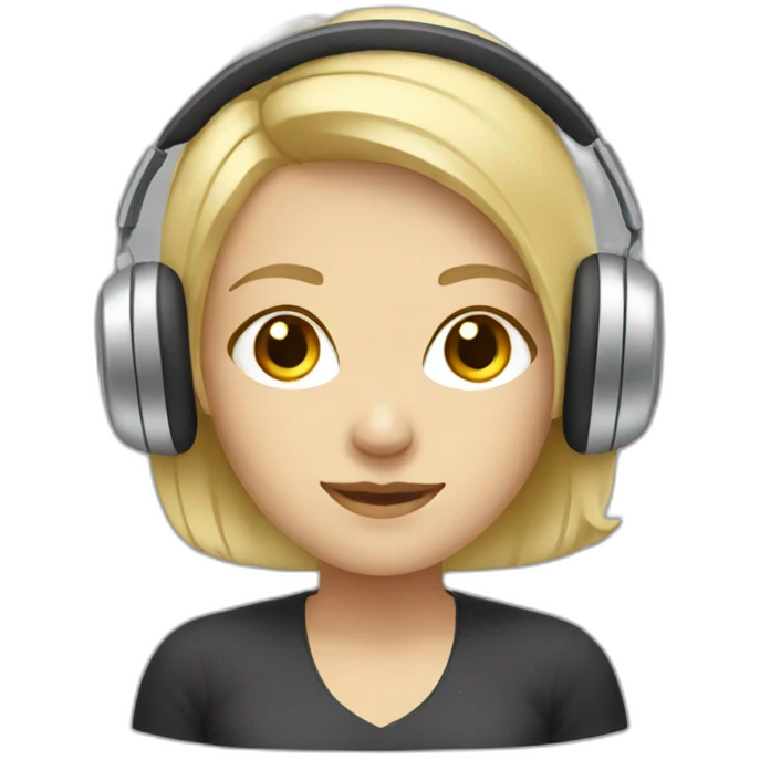 blonde women with headphones for live support emoji