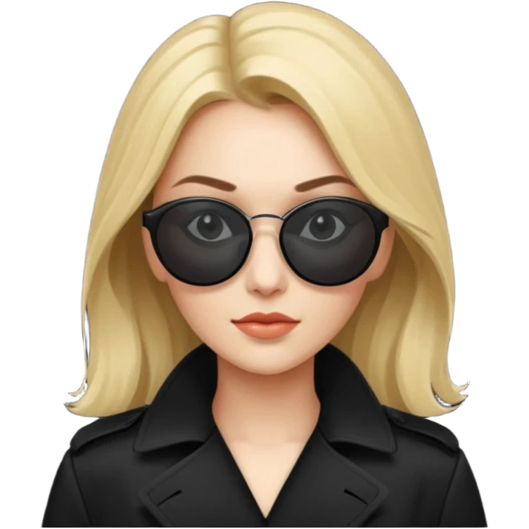 woman in black trenchcoat and matrix sunglasses emoji