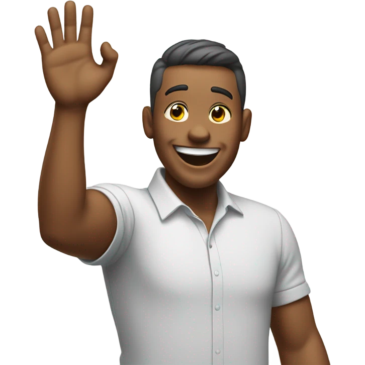 man celebrating with one hand raised emoji