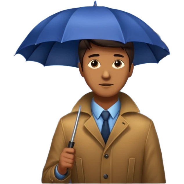Man with umbrella + streetlight reflection, Midnight Wanderers emoji