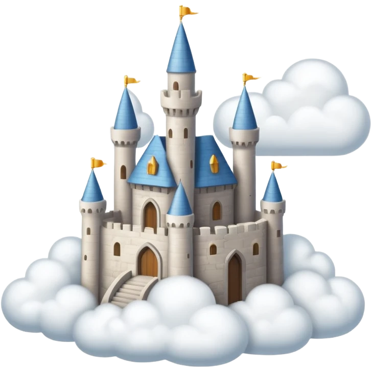 Cloud Castle – White castle resting on fluffy clouds emoji