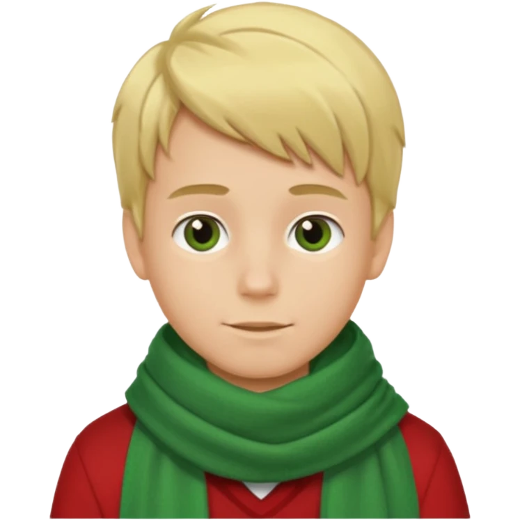 blonde hair boy, green scarf emoji