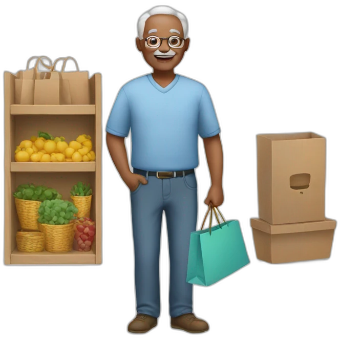 grandfather shopping emoji