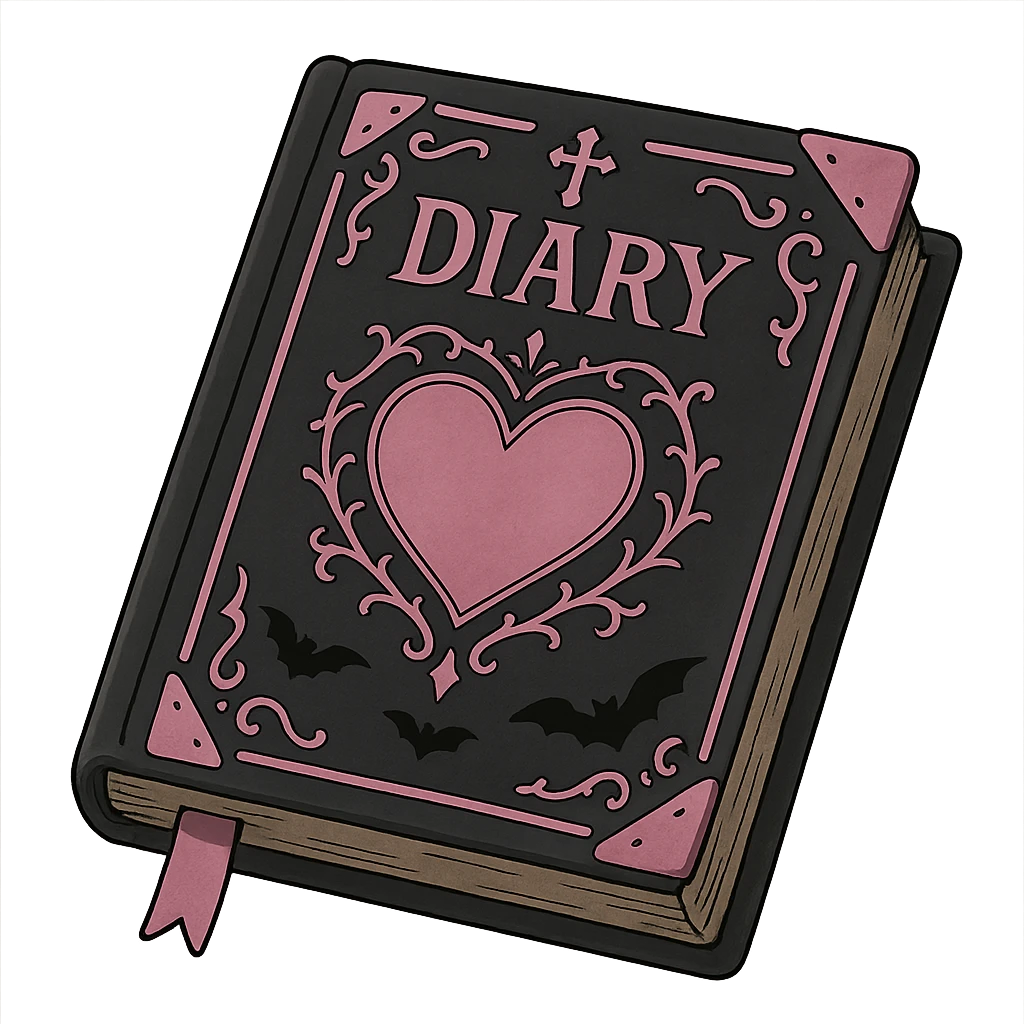 gothic diary, black and pink colors emoji