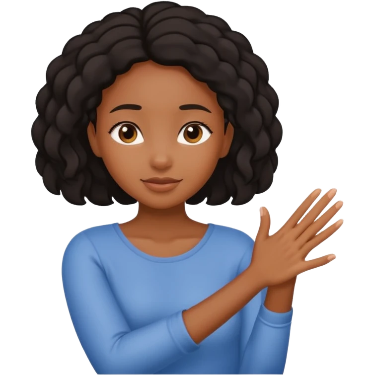 Black girl hugging out one hand towards screen emoji