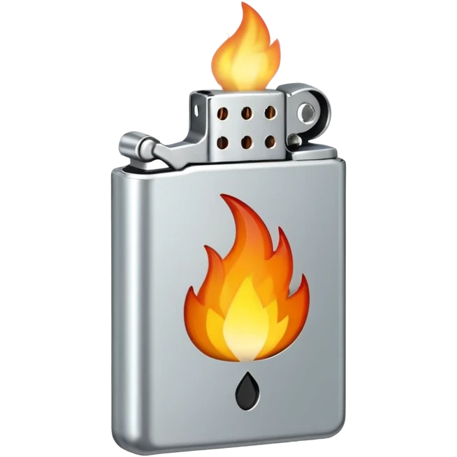simple lighter with metallic body and small flame, minimal details emoji