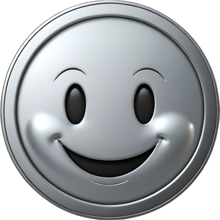 Silver coin smiley face emoji