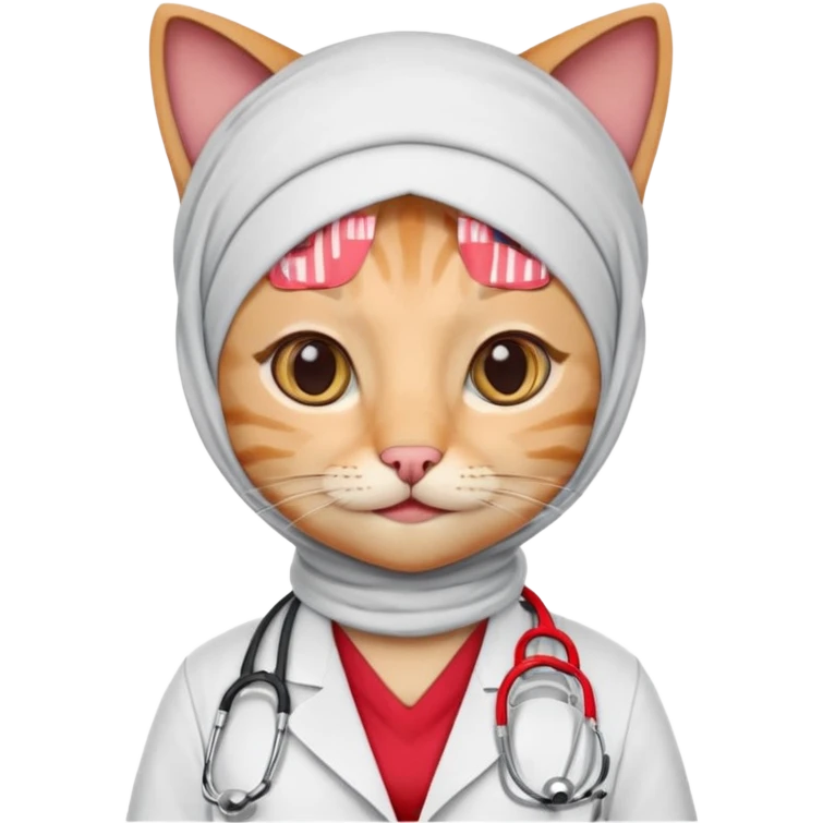 hijab cat doctor, red cat. emoji