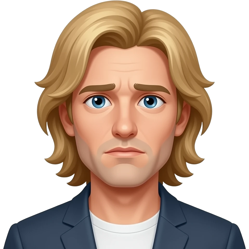 Грустный мужчина блондин с длинными волоами emoji