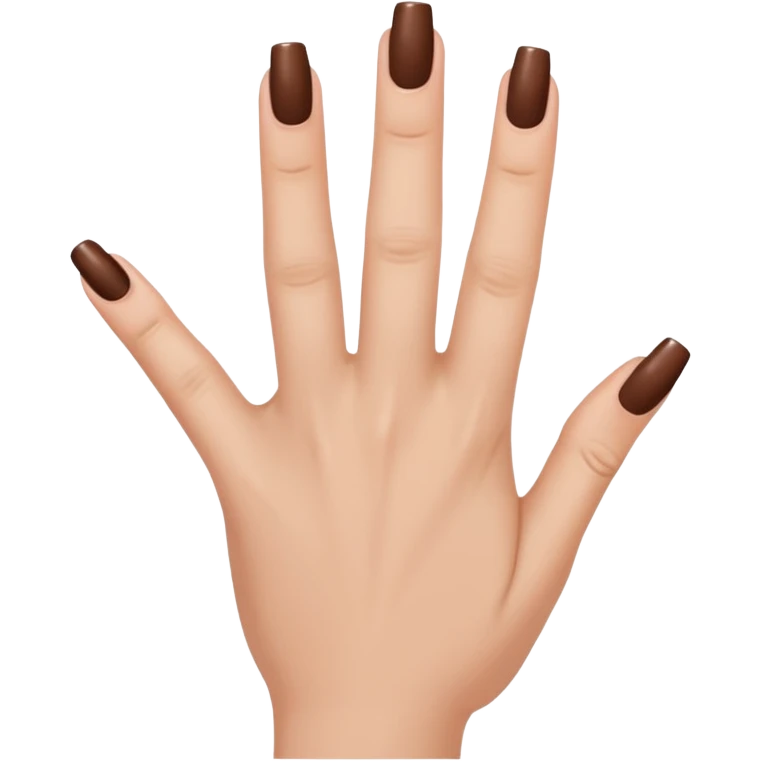 brown nails on a hand with 5 finger, but a pretty and feminine hand, fingers should not be spread apart emoji
