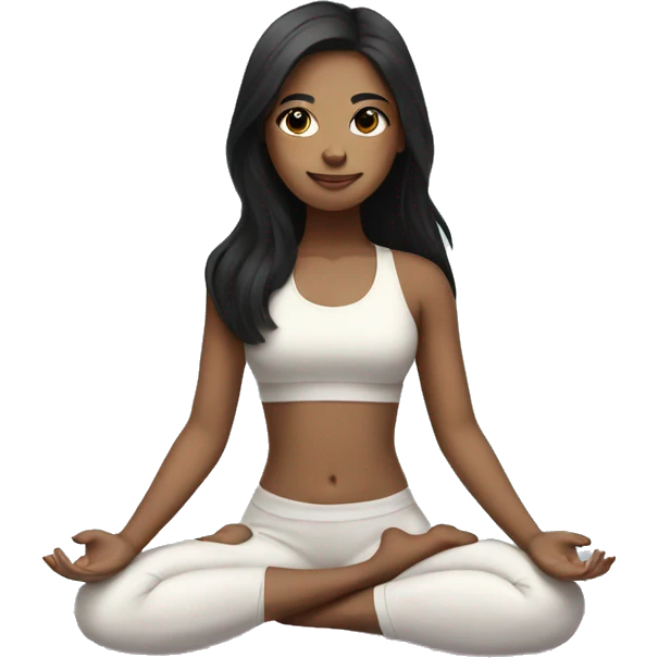 Girl with black hair and light skin doing yoga emoji