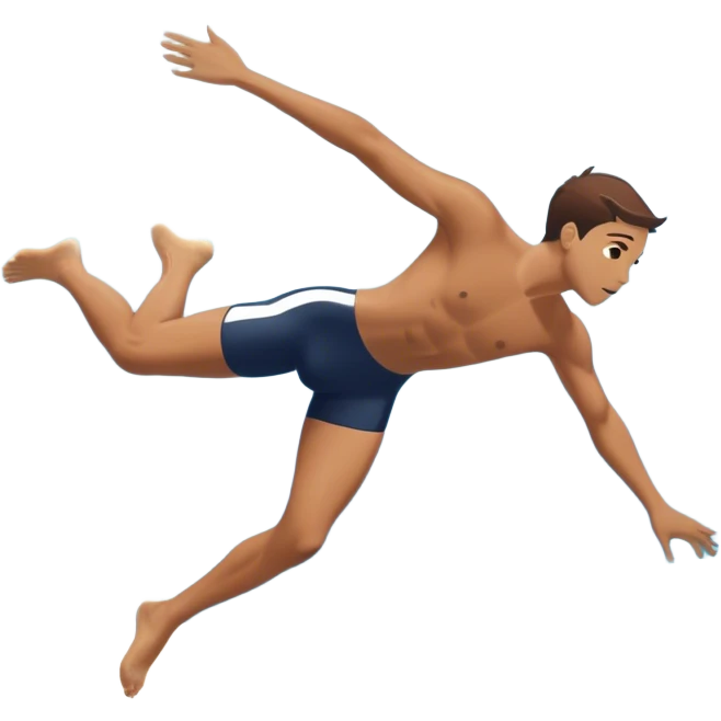 A person mid-air after jumping off a diving board, body slightly tense but moving forward. Below them, a pool labeled "Confidence", with ripples forming. A subtle 5-4-3-2-1 on the diving board shows they took the leap despite fear. emoji