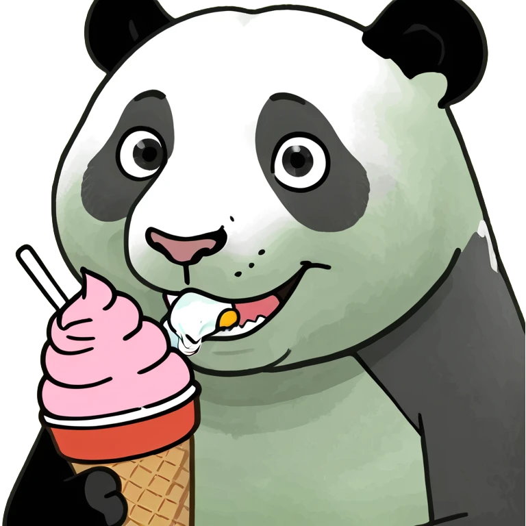 Panda eating ice cream emoji