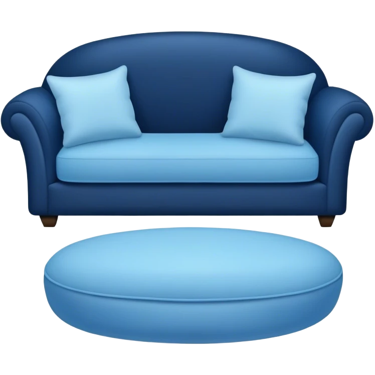 Modern sofa in navy blue with baby blue pillows emoji