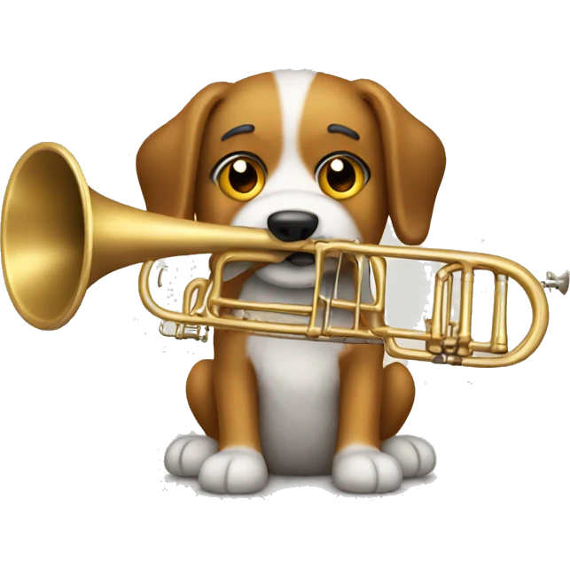 Furry dog with trombone emoji