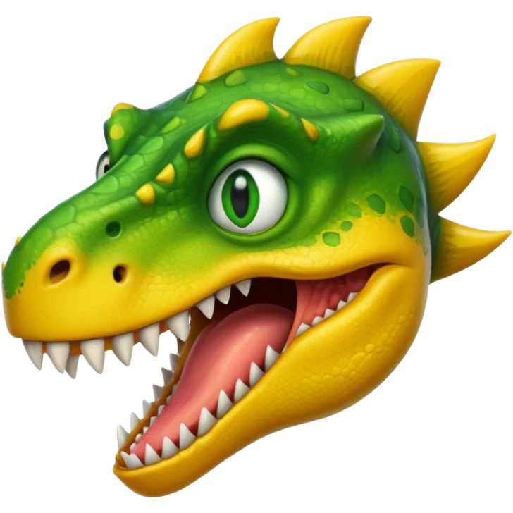 cartoon yellow dinosaur head with sharp teeth emoji