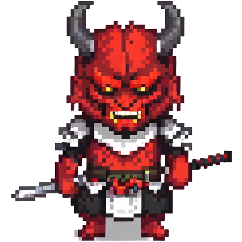 Devil samurai with red oni mask emoji