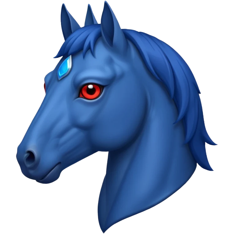 Blue horse with red eye emoji