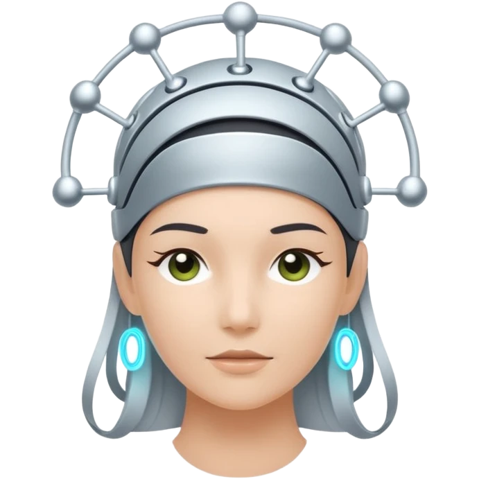 Minimal emoji of a futuristic neural headband with glowing nodes, clean lines, soft sci-fi glow, flat icon style emoji