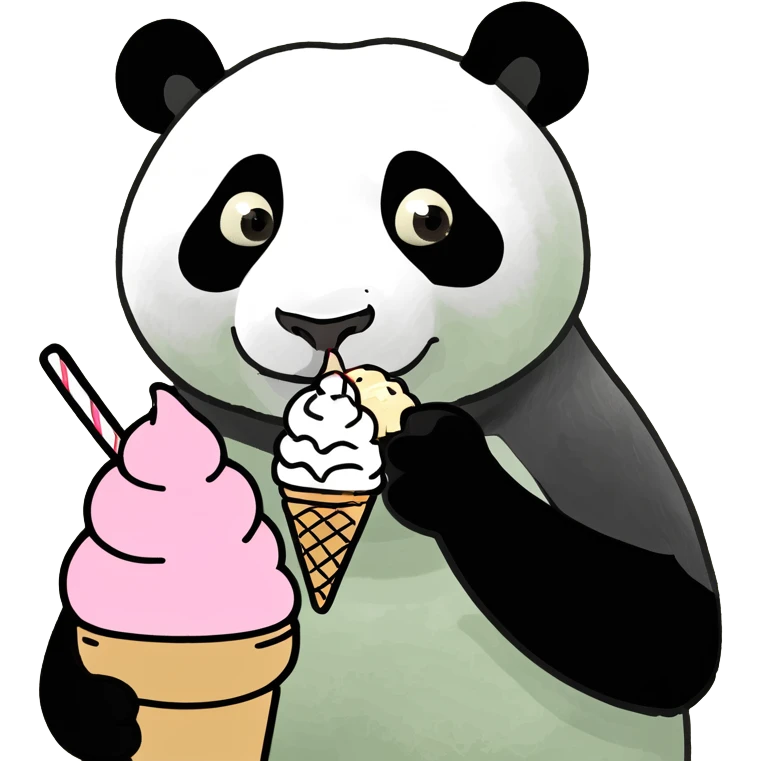 Panda eating ice cream emoji