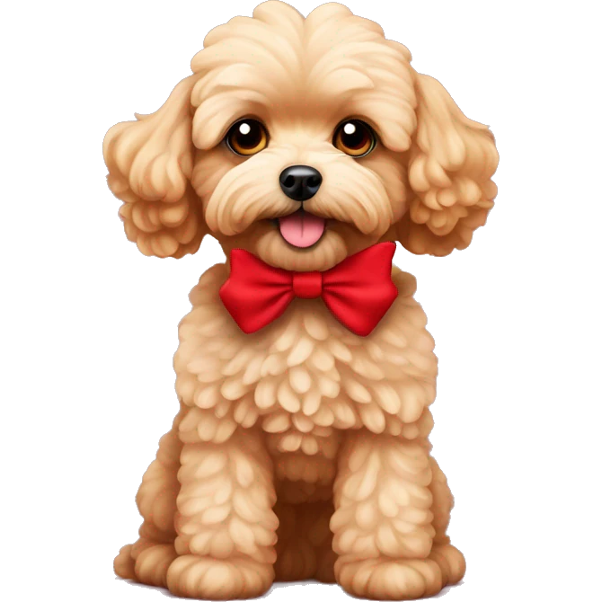 Red Maltipoo with red bow emoji
