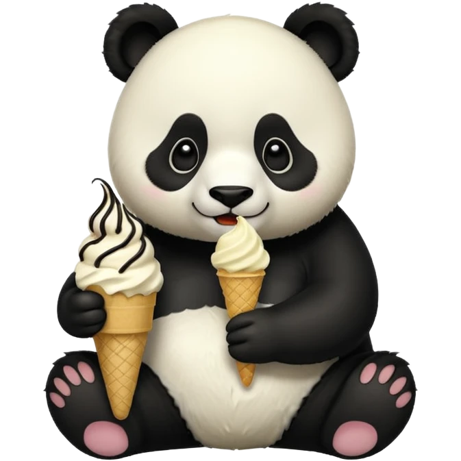 Panda eating ice cream emoji
