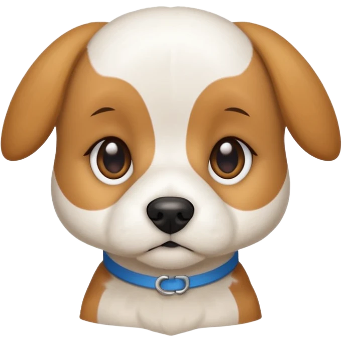 a white beagle x maltese x chi dog the size of a kelpie with light brown ears and a light brown patch on one eye emoji