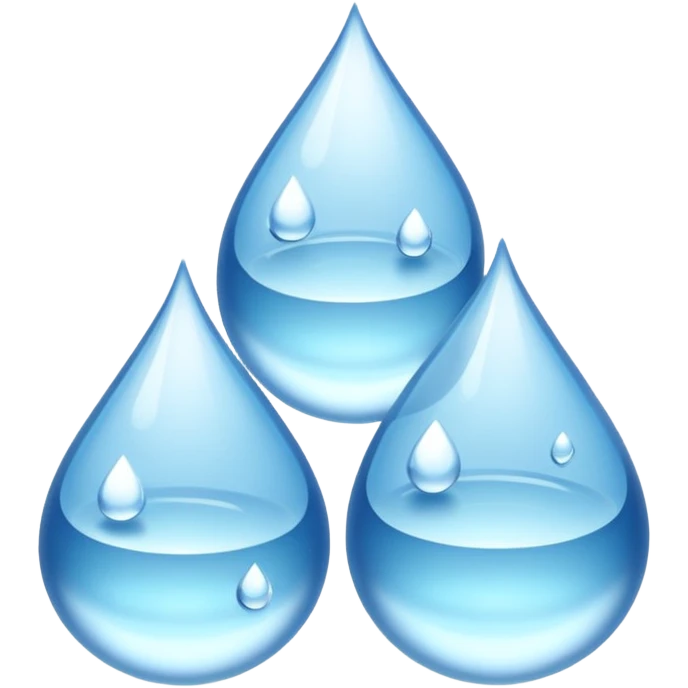 three equally sized droplets stacked on top of each other with two other droplets going outward from the middle droplet emoji