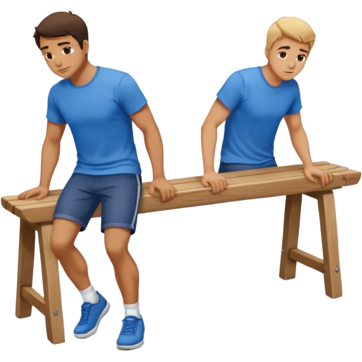 A man bent over a bench and andother man behind him emoji